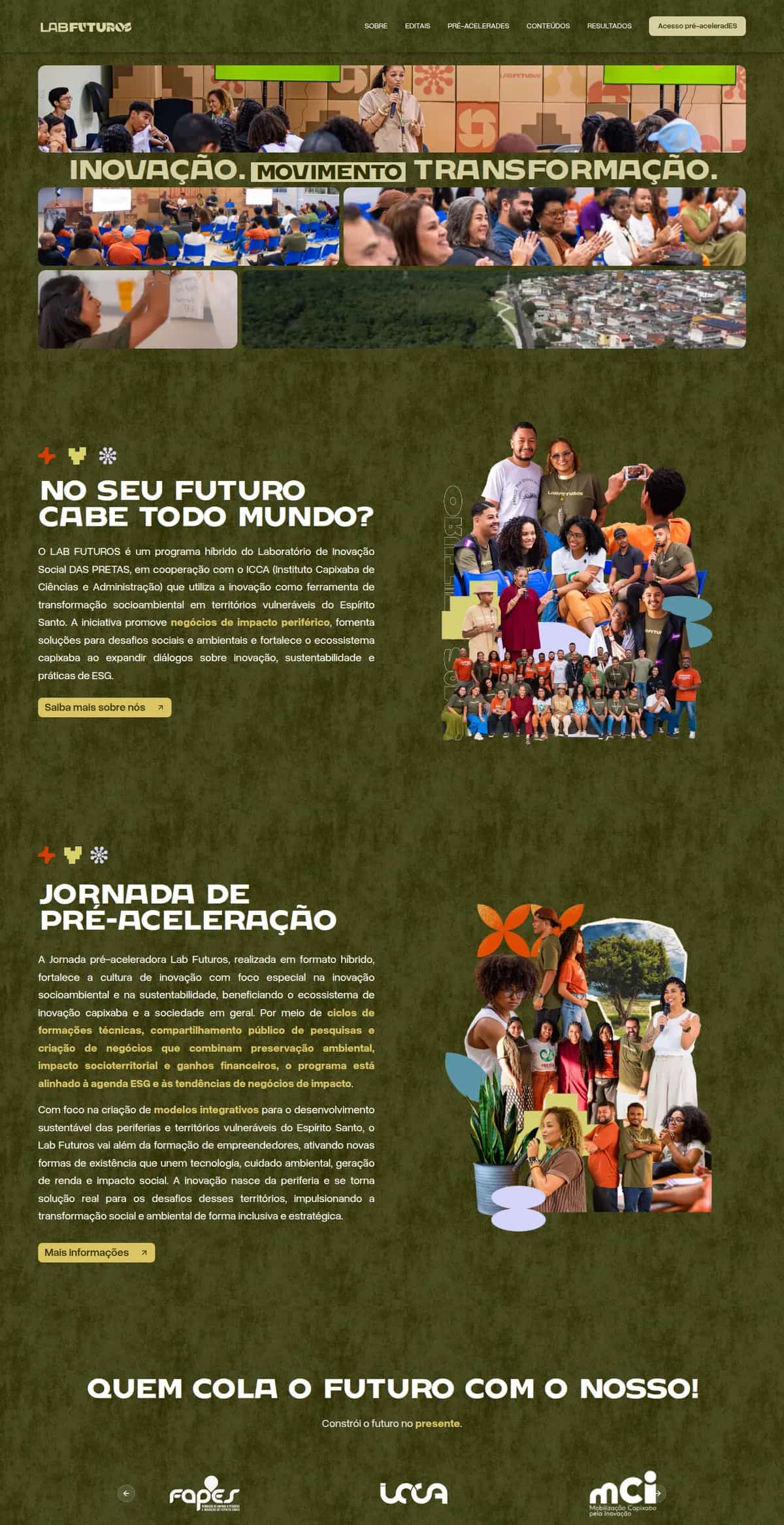 Home page of the Lab Futuros website