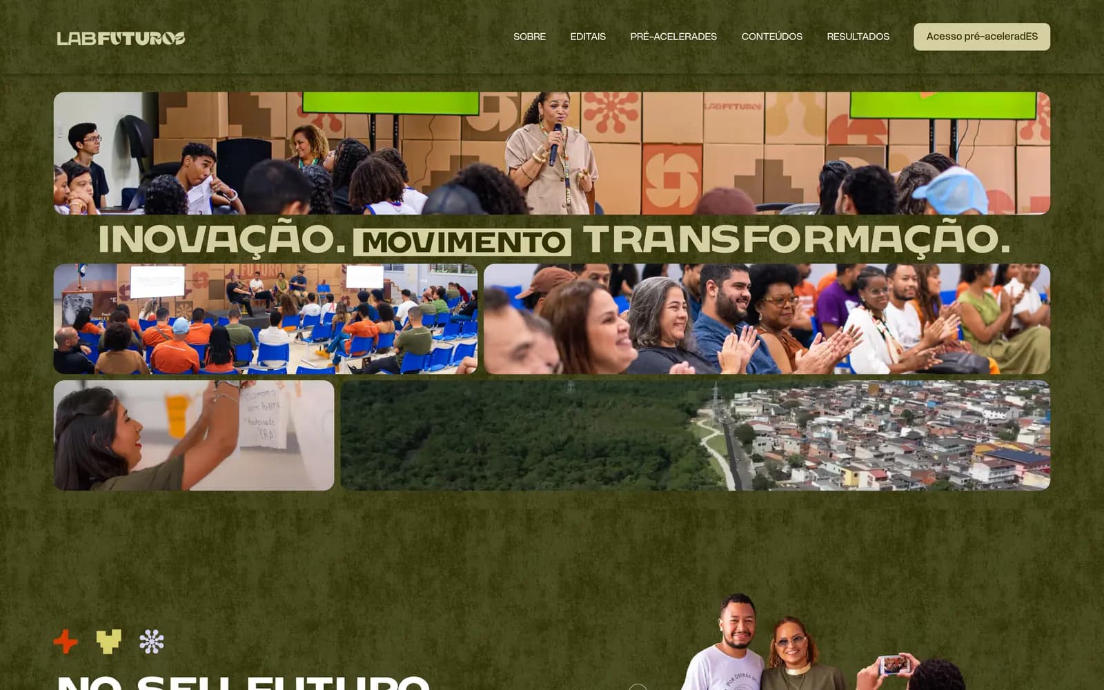 Home page of the Lab Futuros website on a computer