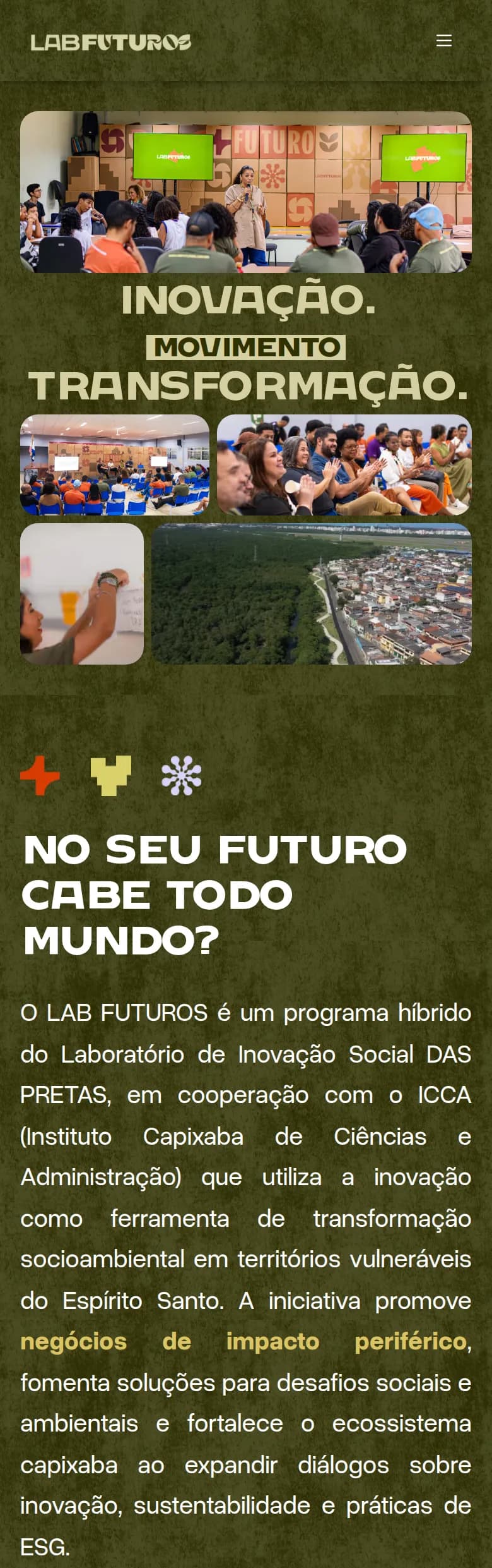 Home page of the Lab Futuros website on a phone